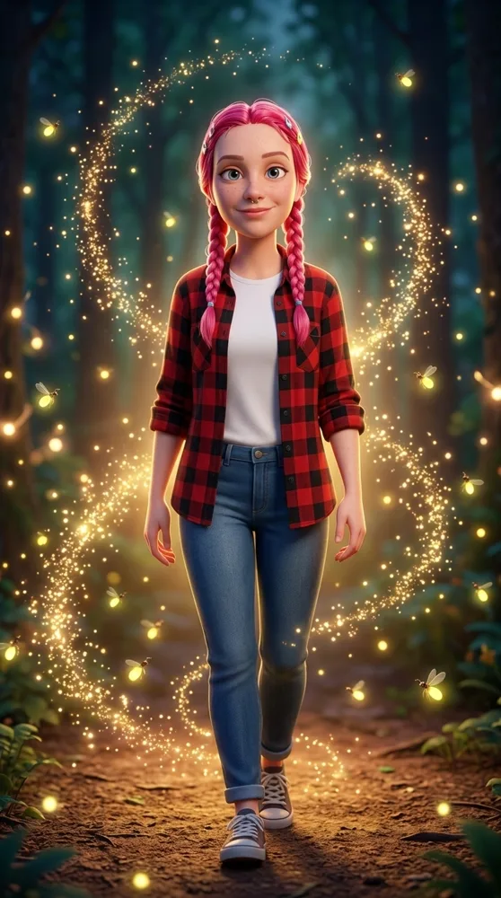 A cartoon heroine created from this photo